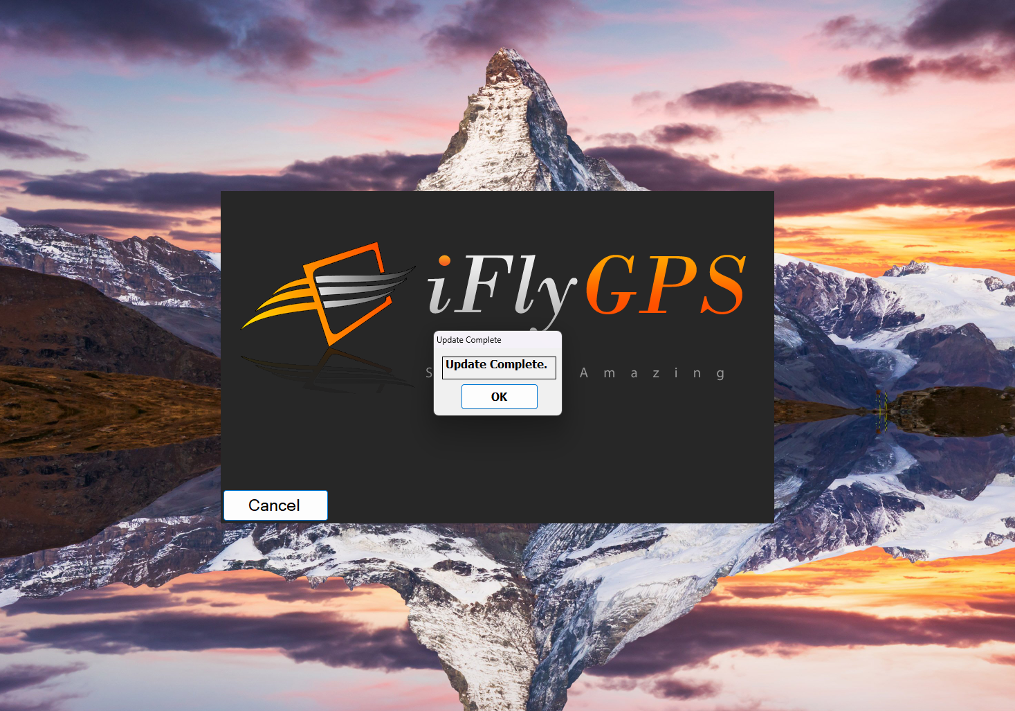 iFly Connect — Update complete & eject prompt